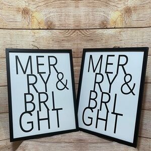 Pack of 2 Merry‎ & Bright Wall Decor Framed Sign Pictures